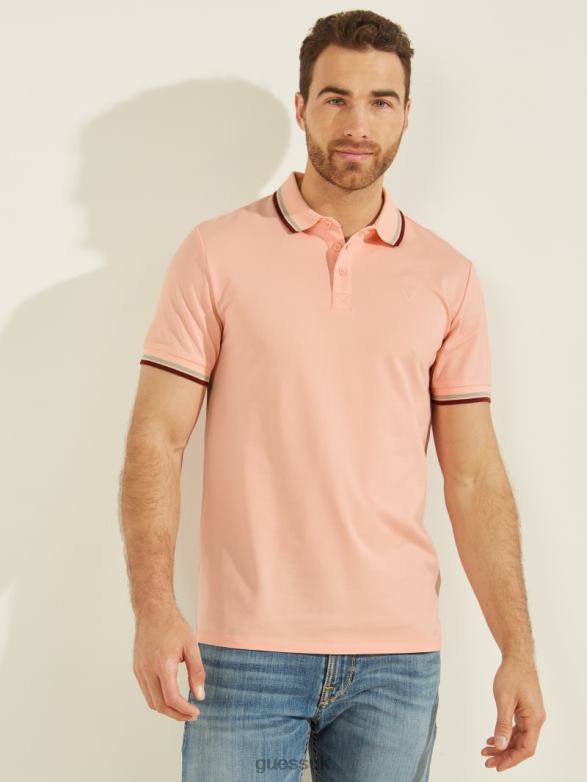 GUESS Men Sports Pique Polo Blossom Light Pink Apparel V28V64031