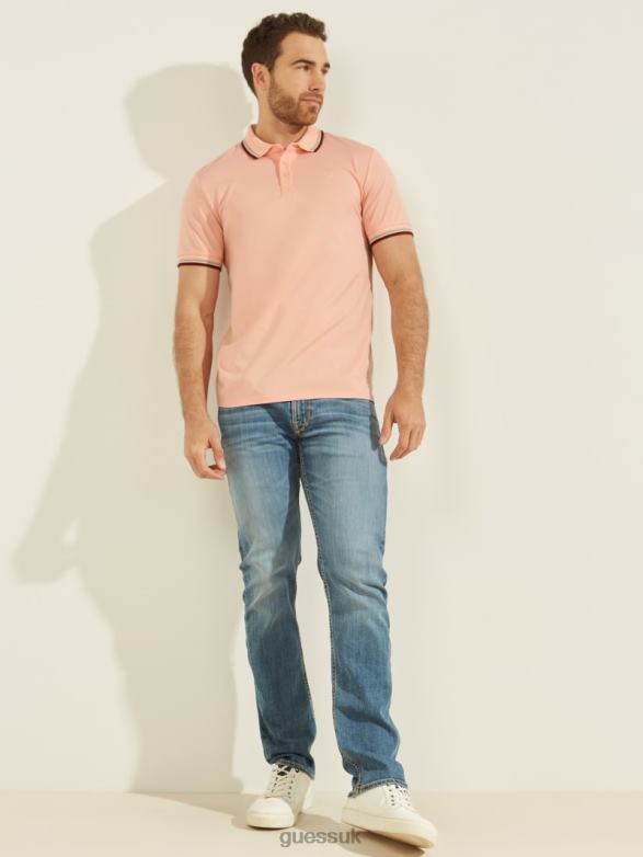 GUESS Men Sports Pique Polo Blossom Light Pink Apparel V28V64031