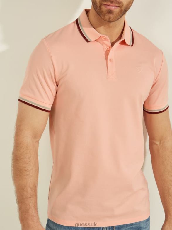 GUESS Men Sports Pique Polo Blossom Light Pink Apparel V28V64031