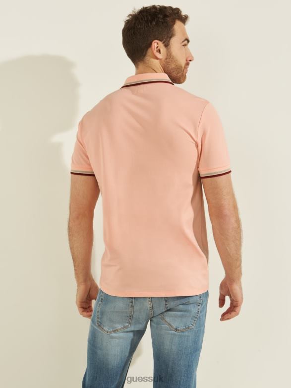 GUESS Men Sports Pique Polo Blossom Light Pink Apparel V28V64031
