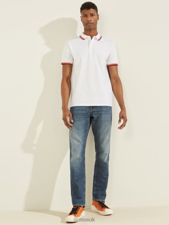 GUESS Men Sports Pique Polo Pure White Apparel V28V64055