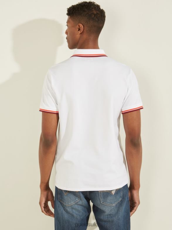 GUESS Men Sports Pique Polo Pure White Apparel V28V64055