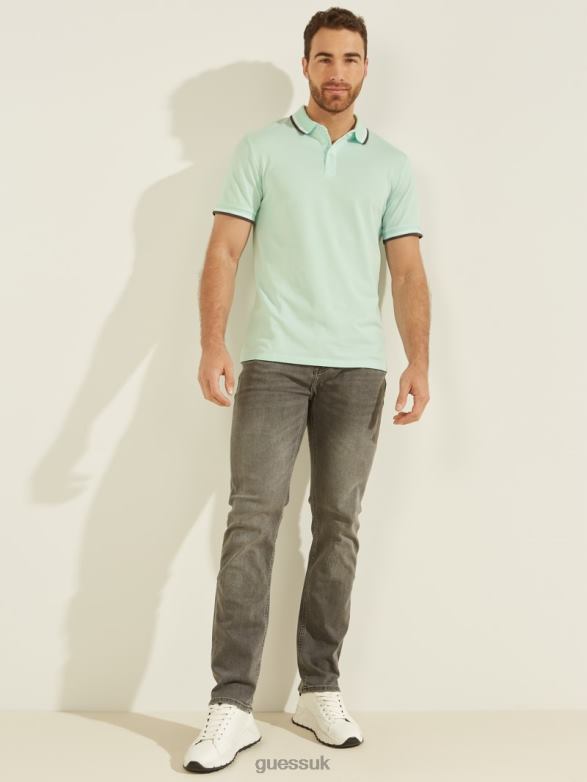 GUESS Men Sports Pique Polo Soft Aqua Apparel V28V64150
