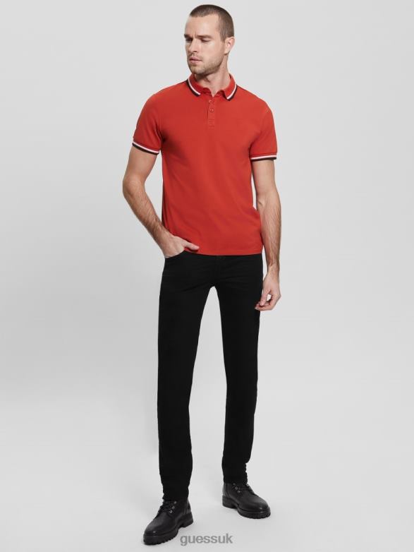 GUESS Men Sports Pique Polo Vulcan Red Apparel V28V64058