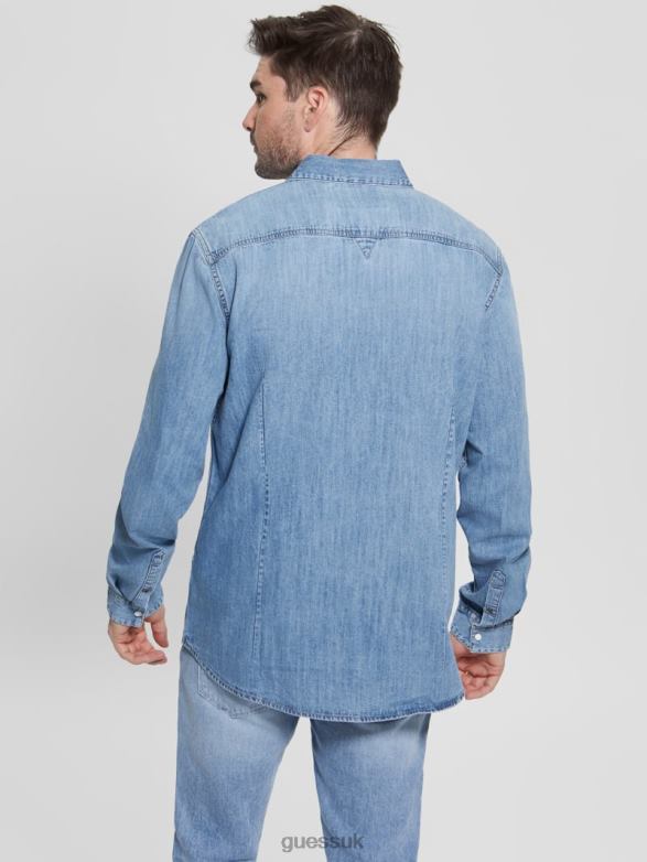 GUESS Men Truckee Denim Western Shirt Palace Apparel V28V64001
