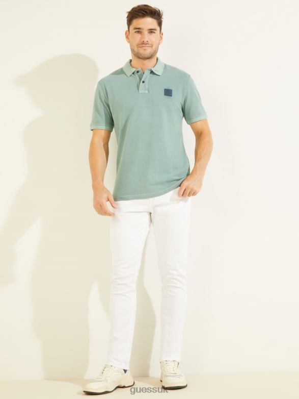 GUESS Men Washed Polo Dark Jade Apparel V28V64144