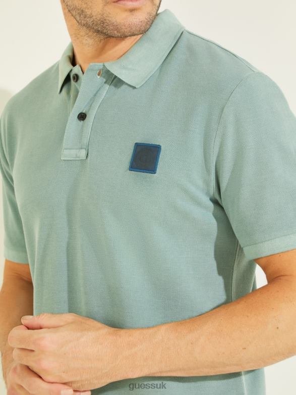 GUESS Men Washed Polo Dark Jade Apparel V28V64144