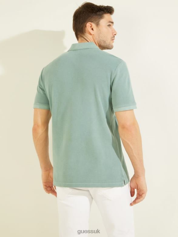 GUESS Men Washed Polo Dark Jade Apparel V28V64144