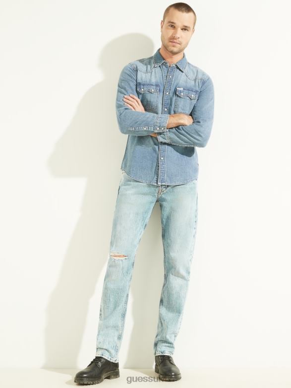 GUESS Men Western Denim Shirt Traverse Apparel V28V64138