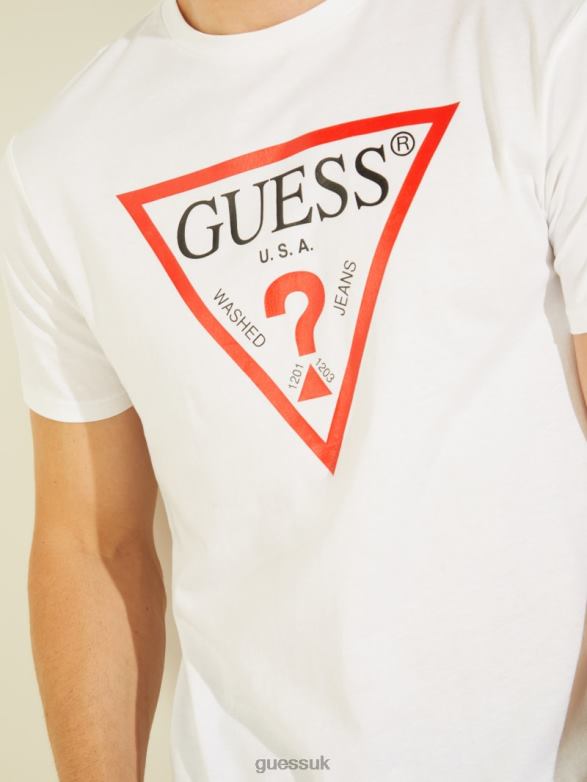 GUESS Men Classic Logo Tee Pure White Apparel V28V64018