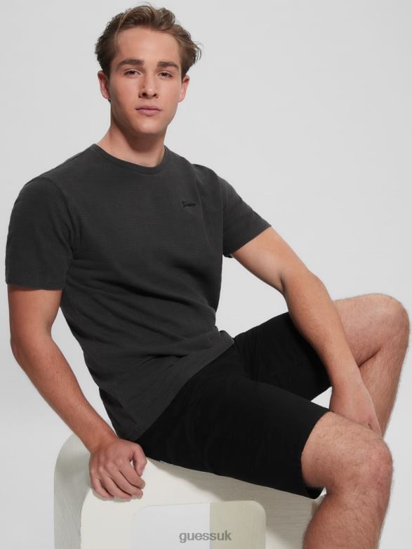 GUESS Men Eco Vincent Jersey Crewneck Tee Jet Black Multi Apparel V28V64030