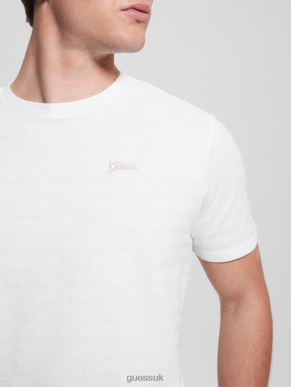 GUESS Men Eco Vincent Jersey Crewneck Tee Pure White Apparel V28V64178
