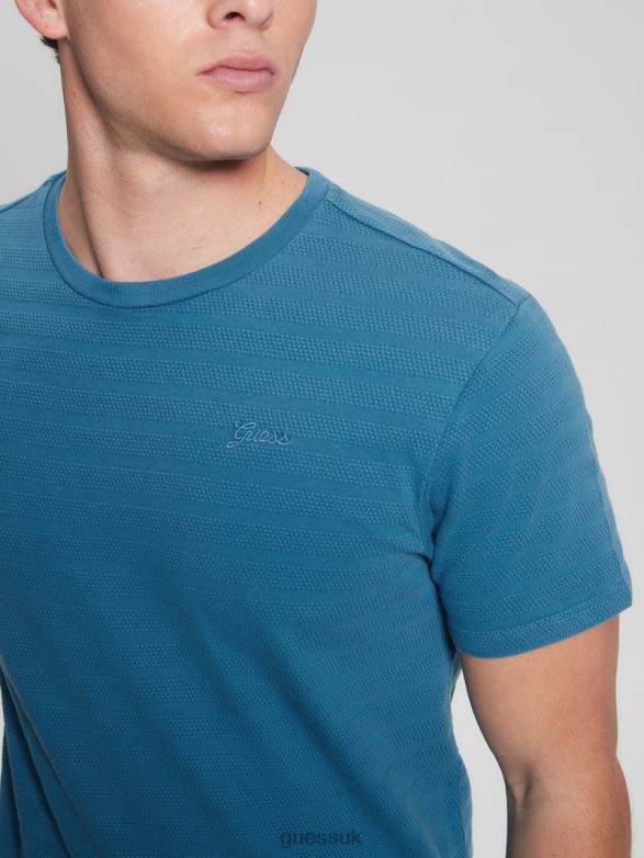 GUESS Men Eco Vincent Jersey Crewneck Tee Undersea Blue Multi Apparel V28V64096