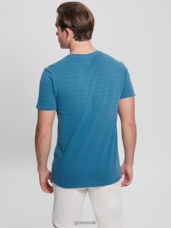 GUESS Men Eco Vincent Jersey Crewneck Tee Undersea Blue Multi Apparel V28V64096