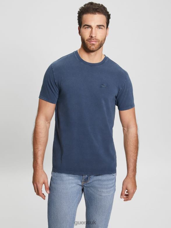 GUESS Men Eli Washed Tee Blackened Blue Multi Apparel V28V64163