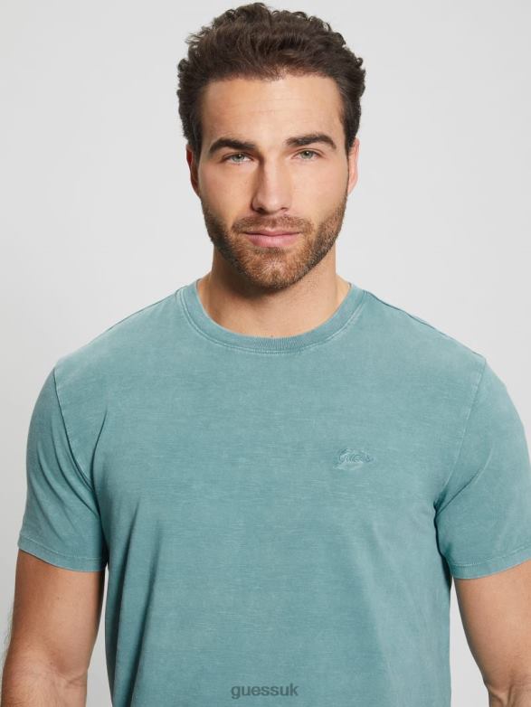 GUESS Men Eli Washed Tee Honest Blue Multi Apparel V28V64035
