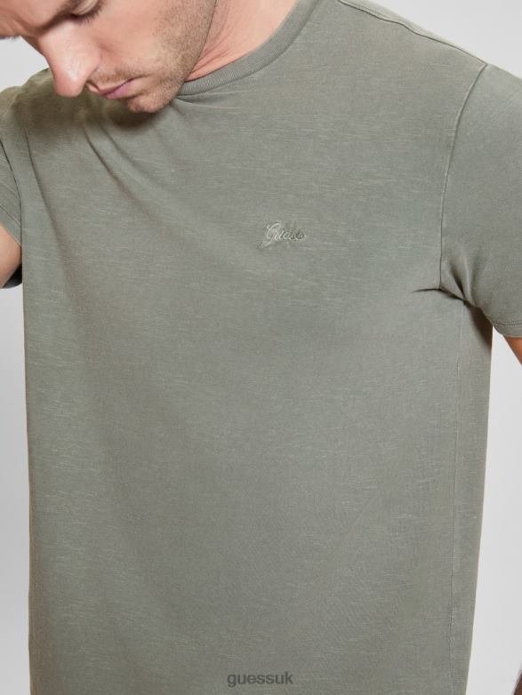 GUESS Men Eli Washed Tee Jungle Greens Multi Apparel V28V64133