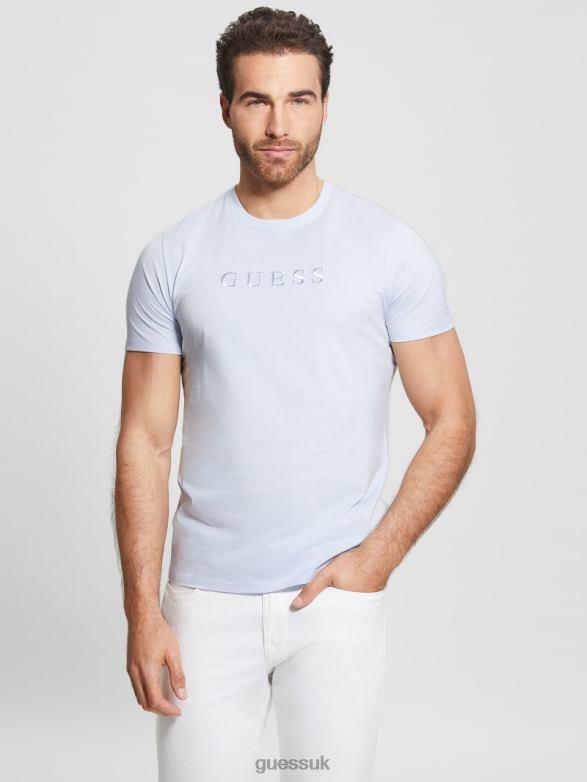 GUESS Men Embroidered Logo Tee Airway Blue Apparel V28V64064