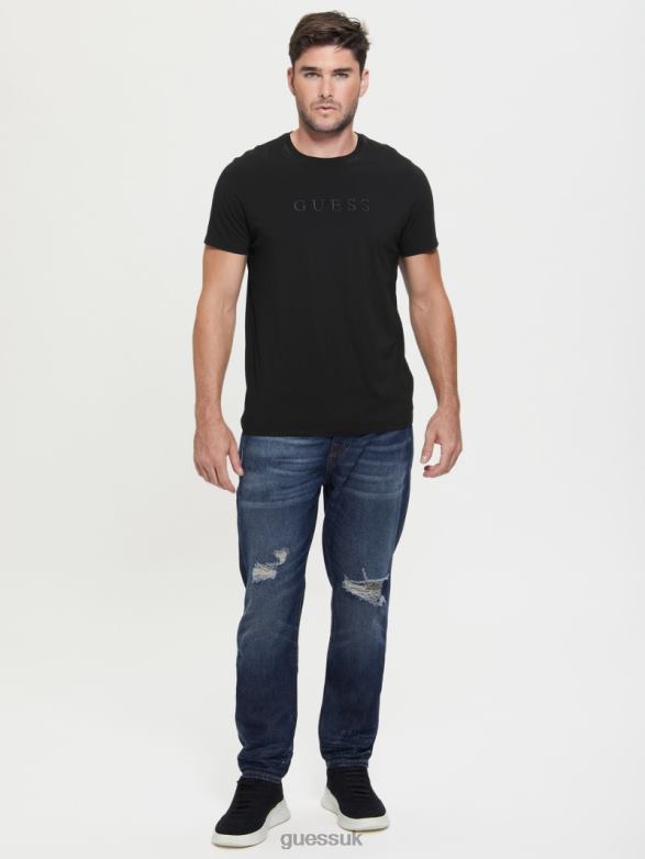 GUESS Men Embroidered Logo Tee Black Apparel V28V63994