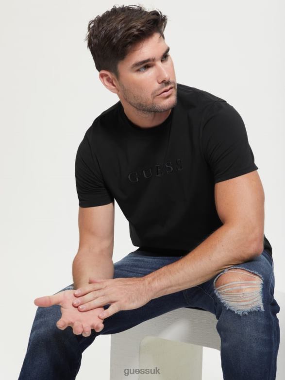 GUESS Men Embroidered Logo Tee Black Apparel V28V63994