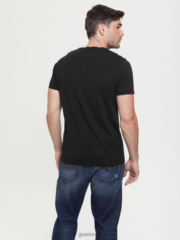 GUESS Men Embroidered Logo Tee Black Apparel V28V63994