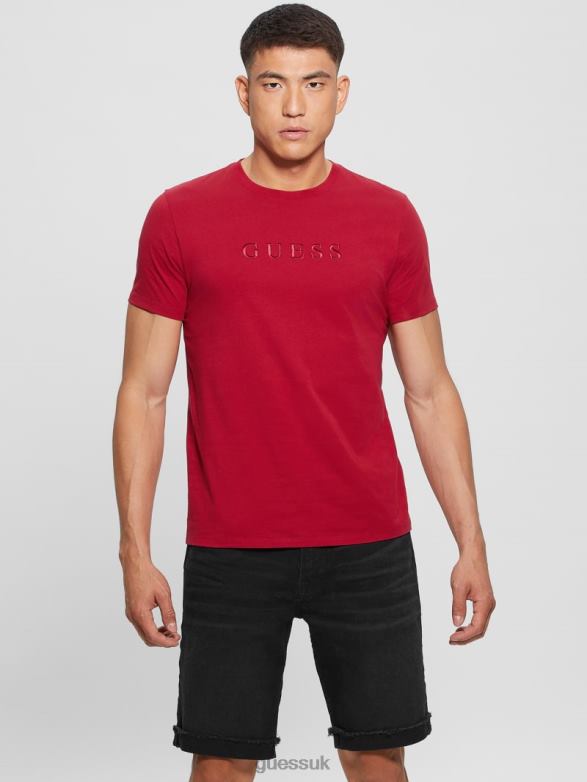GUESS Men Embroidered Logo Tee Chili Red Apparel V28V64005
