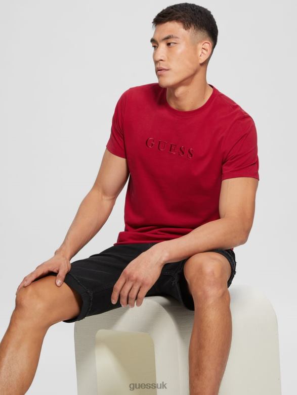 GUESS Men Embroidered Logo Tee Chili Red Apparel V28V64005