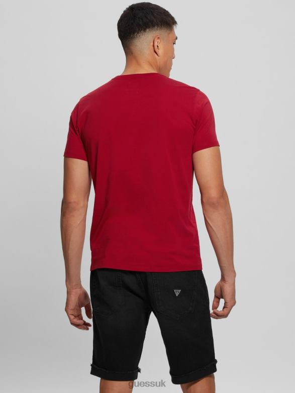 GUESS Men Embroidered Logo Tee Chili Red Apparel V28V64005