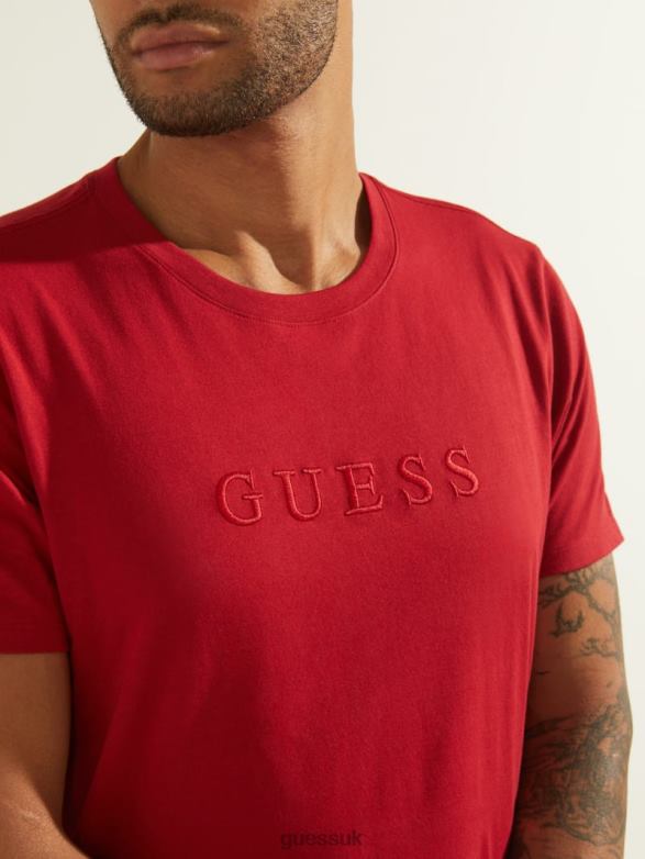 GUESS Men Embroidered Logo Tee Chili Red Apparel V28V64092