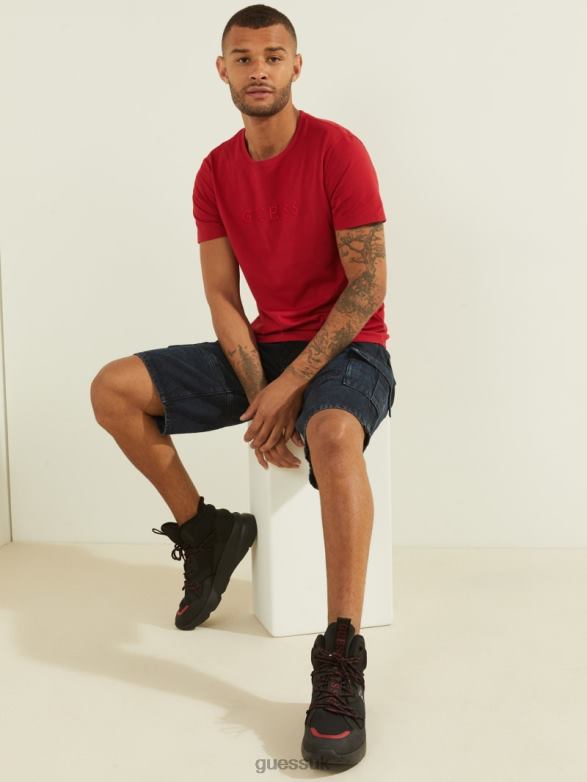 GUESS Men Embroidered Logo Tee Chili Red Apparel V28V64092