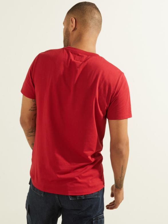 GUESS Men Embroidered Logo Tee Chili Red Apparel V28V64092