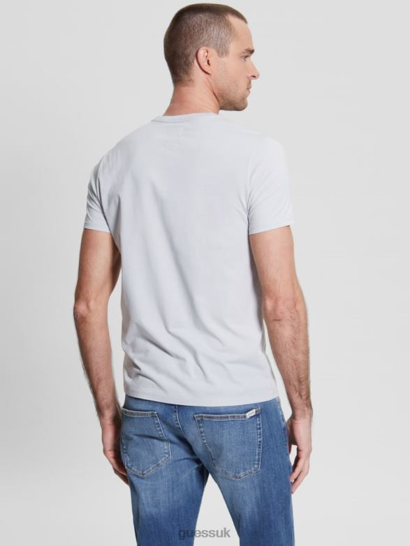 GUESS Men Embroidered Logo Tee Grey Pearl Apparel V28V64098