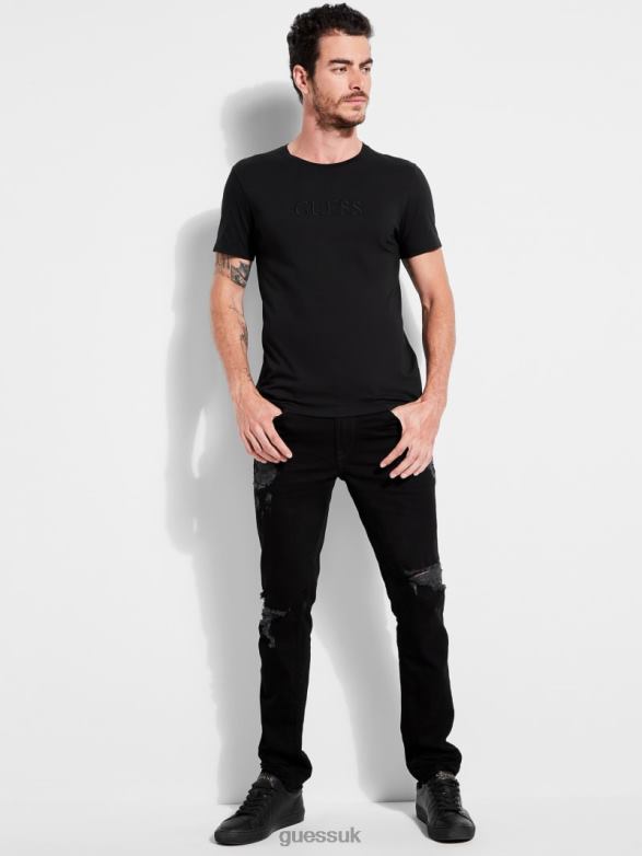 GUESS Men Embroidered Logo Tee Jet Black Apparel V28V64105