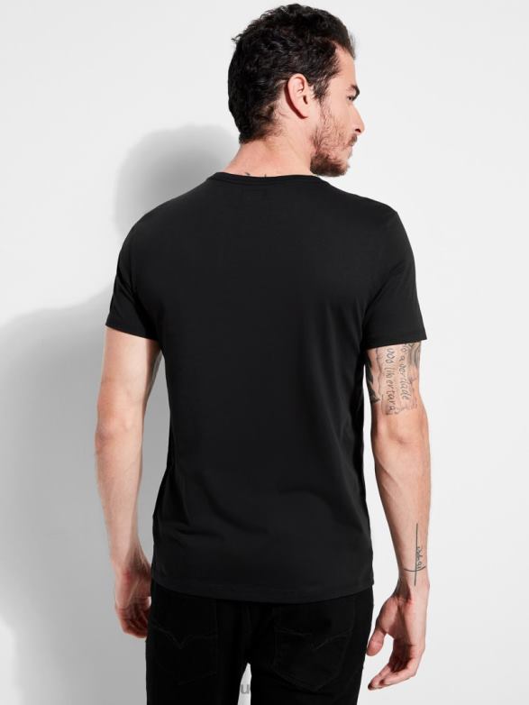 GUESS Men Embroidered Logo Tee Jet Black Apparel V28V64105
