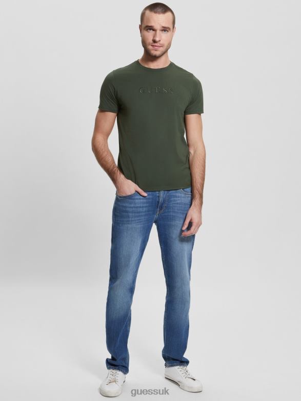 GUESS Men Embroidered Logo Tee Jungle Greens Apparel V28V64063