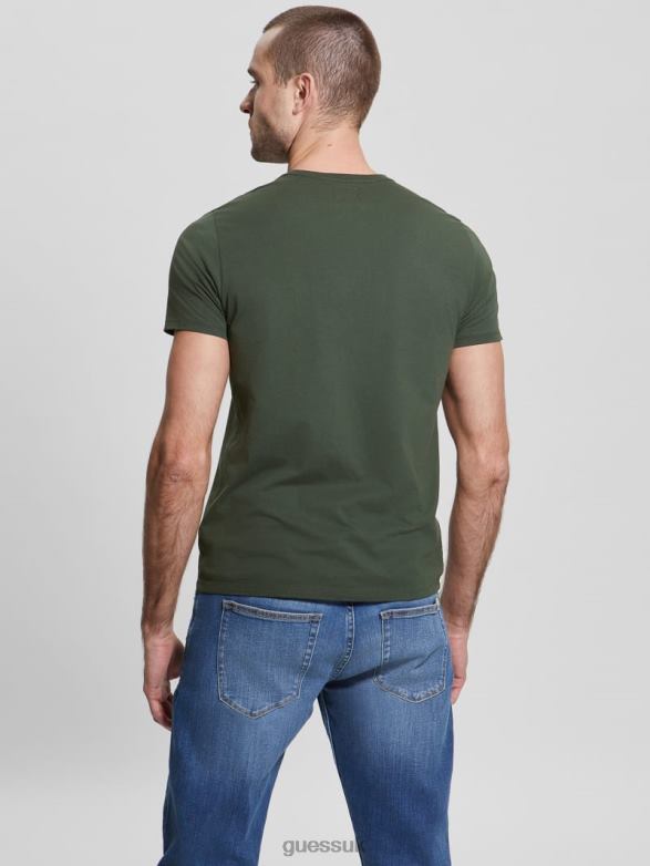 GUESS Men Embroidered Logo Tee Jungle Greens Apparel V28V64063