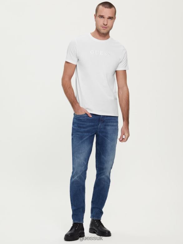 GUESS Men Embroidered Logo Tee Pure White Apparel V28V64068
