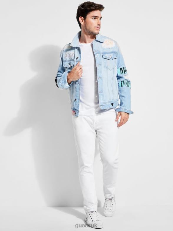 GUESS Men Embroidered Logo Tee Pure White Apparel V28V64091