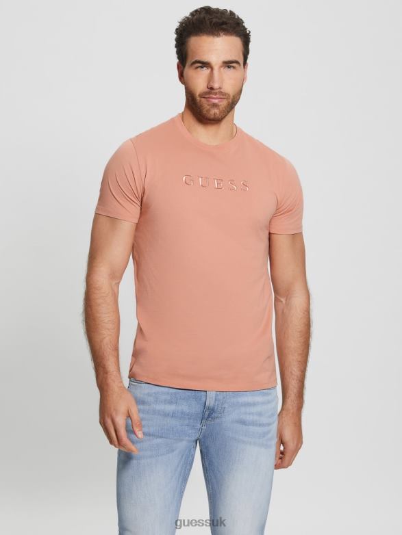 GUESS Men Embroidered Logo Tee Satin Rose Apparel V28V64024