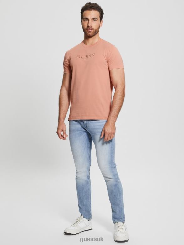 GUESS Men Embroidered Logo Tee Satin Rose Apparel V28V64024