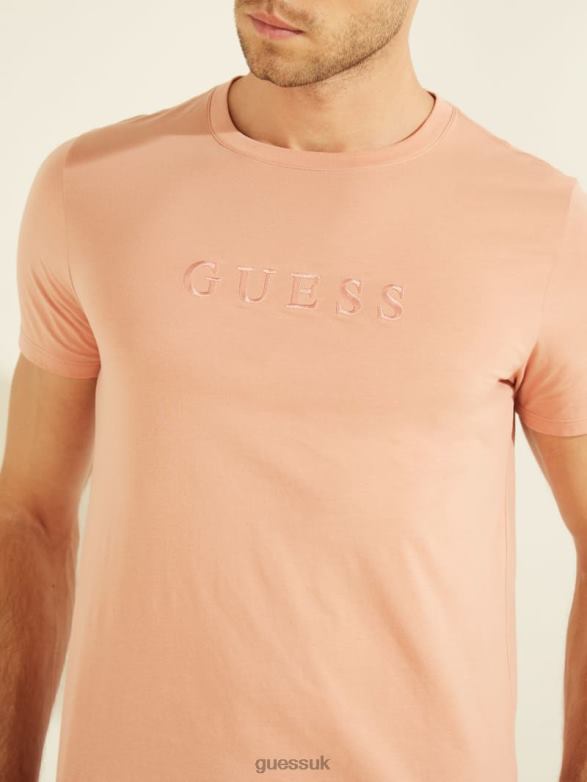 GUESS Men Embroidered Logo Tee Satin Rose Apparel V28V64121