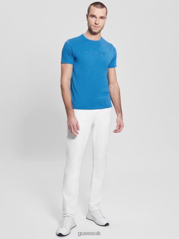 GUESS Men Embroidered Logo Tee Undersea Blue Apparel V28V64084
