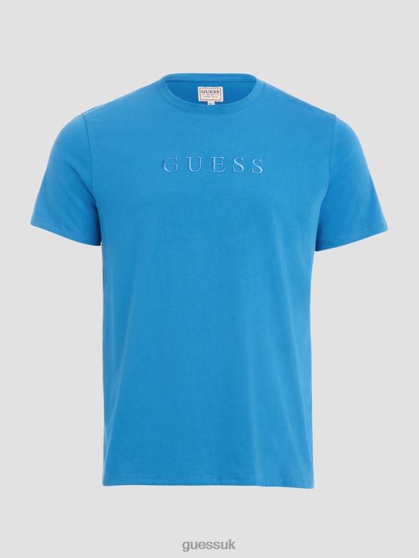 GUESS Men Embroidered Logo Tee Undersea Blue Apparel V28V64084
