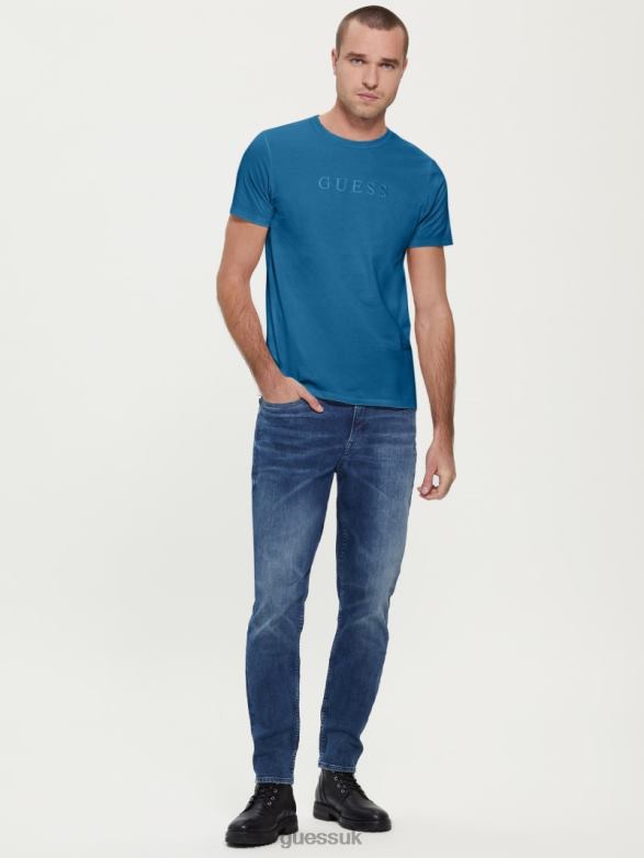 GUESS Men Embroidered Logo Tee Uniform Blue Apparel V28V64136