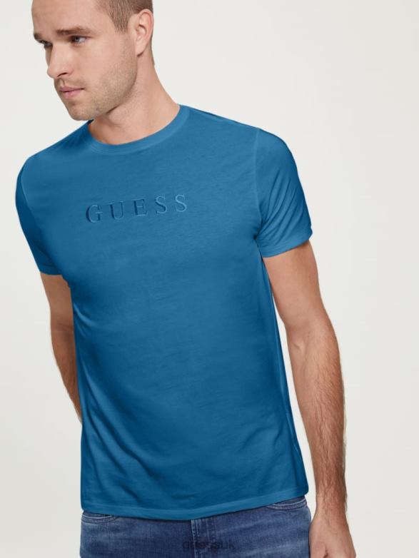 GUESS Men Embroidered Logo Tee Uniform Blue Apparel V28V64136