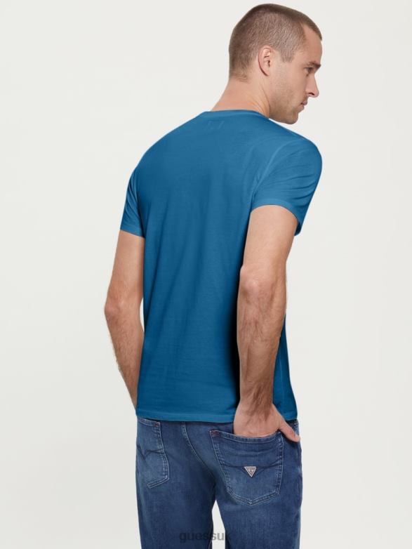 GUESS Men Embroidered Logo Tee Uniform Blue Apparel V28V64136