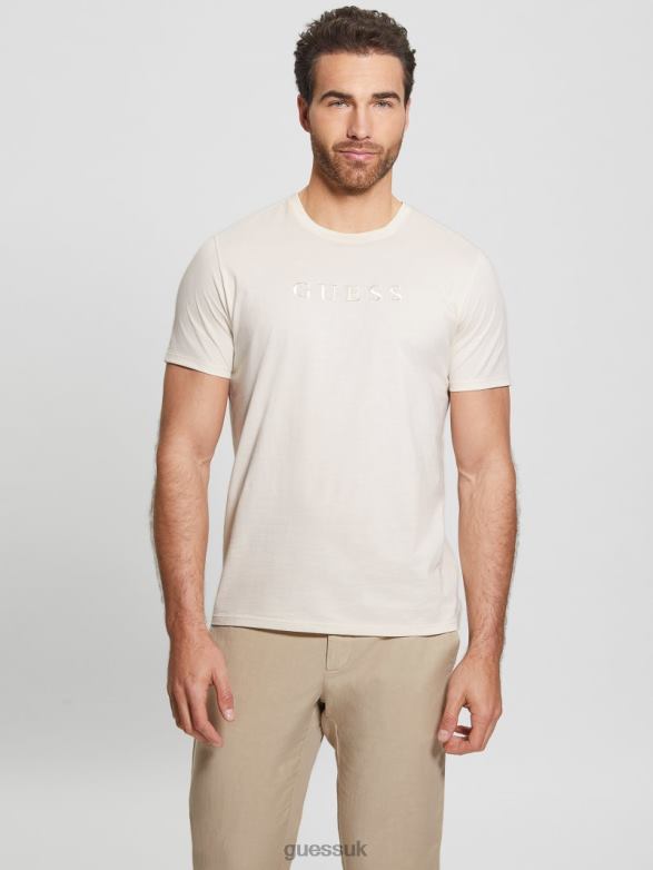 GUESS Men Embroidered Logo Tee Vanilla Cream Apparel V28V64075