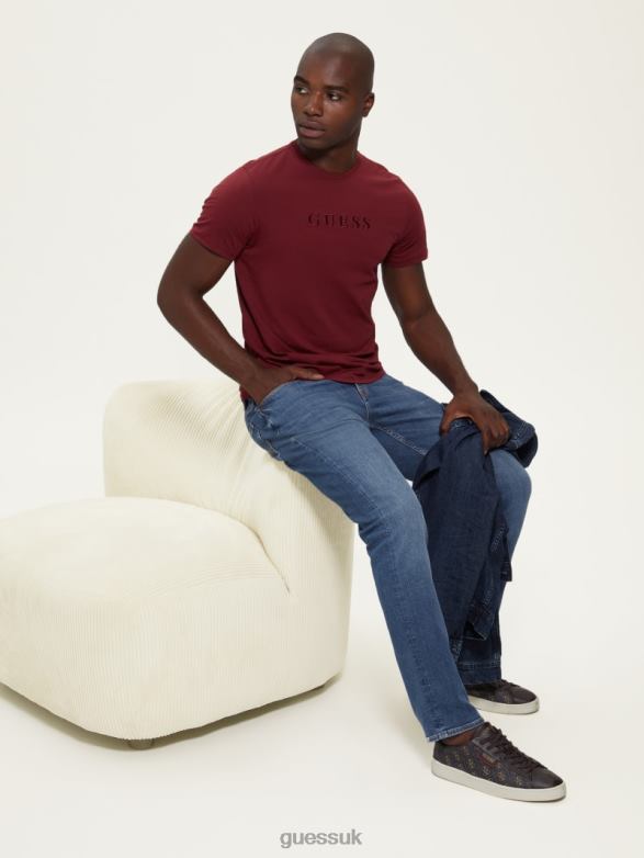 GUESS Men Embroidered Logo Tee Vino Apparel V28V64117