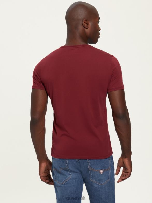 GUESS Men Embroidered Logo Tee Vino Apparel V28V64117