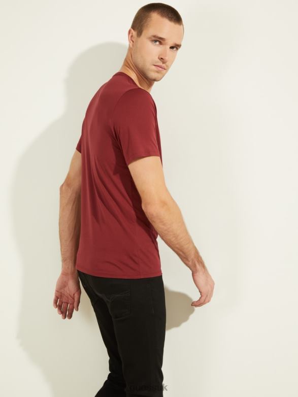 GUESS Men Embroidered Logo Tee Vino Apparel V28V64120